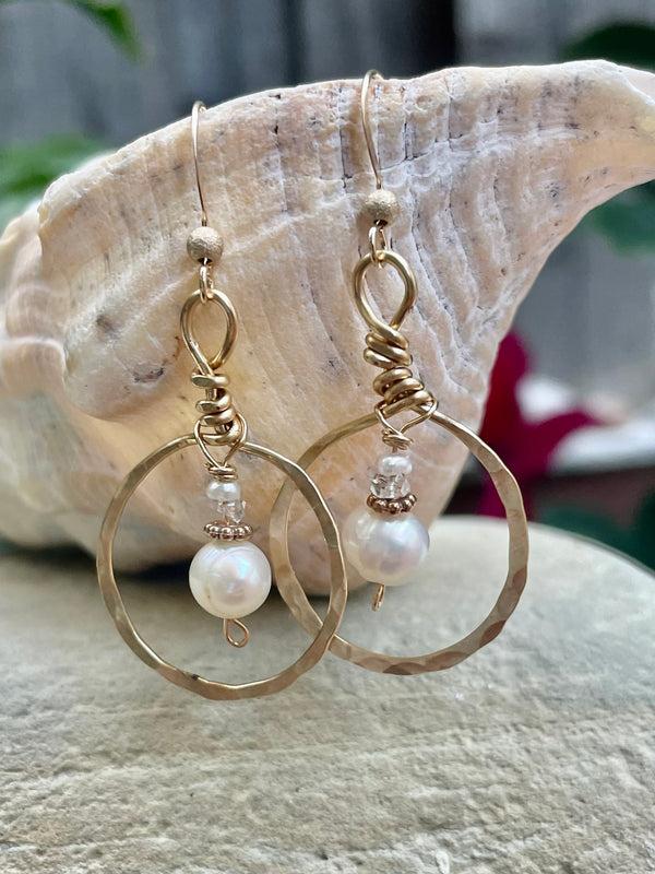 Circle of Strength Pearl Earrings